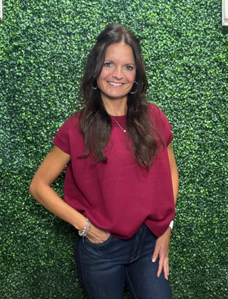 Sweater Vest - cabernet red 
Fit | Relaxed, oversized silhouette
Fabric | 50% Viscose, 28% Nylon, 22% Polyester
Length | Approx. 21.5" total body length (measured from S/M)
Chest | Approx. 48.5" (measured from S/M)
Style | Sleeveless vest, ribbed knit texture