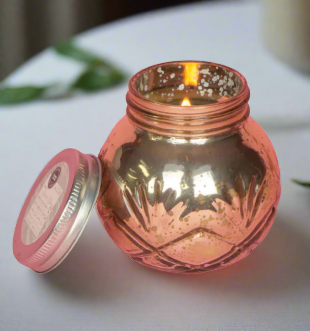 Make Bridgewater's best-selling fragrance a part of your life with our Sweet Grace Collection #008 candle, featuring a blush-toned mercury glass finish and a silver, screw top lid. Every Bridgewater candle is meticulously crafted with a proprietary soy-blend wax formulation that ensures a clean, even burn and an exceptional scent.