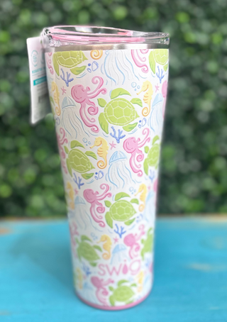 Swig Cup 
Swig 32oz Tumbler 
Summer Salt Pattern: Features octopus, sea turtles, jelly fish, sea horses