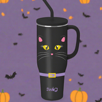 Swig Drinkware 
Mega Mug 
Black Cat 
Halloween cup 
black glitter