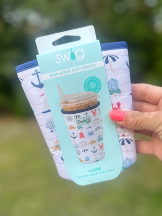 Iced Cup Coolie (Large) – Shoreline
Swig Coolie 
Beach print