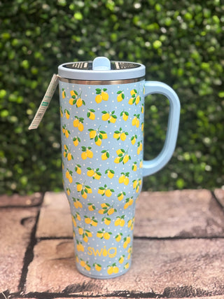Swig Mega Mug 40oz 
Swig Drinkware
Swig Cups 
lemon cup with handle 
Leakproof top 
Foldable straw on lid
