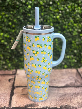 Swig Mega Mug 40oz 
Swig Drinkware
Swig Cups 
lemon cup with handle 
Leakproof top 
Foldable straw on lid