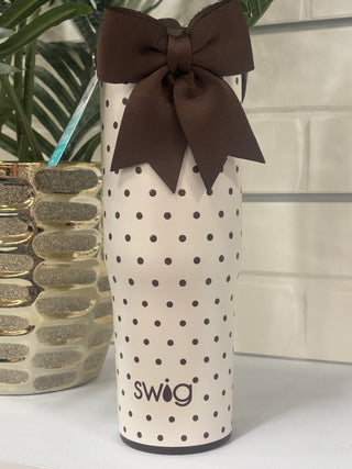 Design | Mocha Dots
Capacity | 30 oz.
Lid | Dual-threaded Flip + Sip leakproof lid
Straw | Curved flip tab for one-handed sipping; snaps shut for carrying
Handle | Flex carry handle
Base | Cup holder-friendly