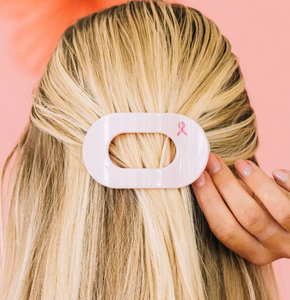 Flat Round Clip - Pink Ribbon Power