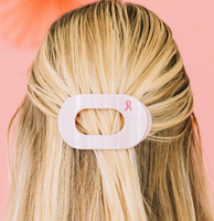 Flat Round Clip - Pink Ribbon Power
