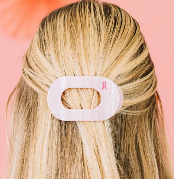 Flat Round Clip - Pink Ribbon Power