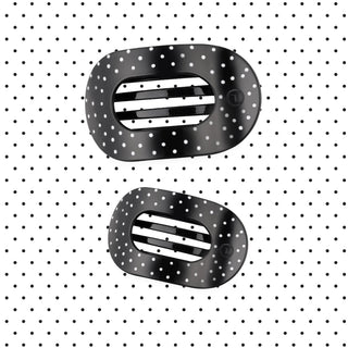 Teleties Flat Round Clip - Black Polka Dot Party