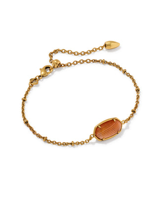 Tiger Striped Elaina Vintage Gold Delicate Chain Bracelet in Orange Banded Agate
