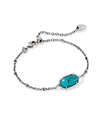 Tiger Striped Elaina Vintage Silver Delicate Chain Bracelet in Blue Marble