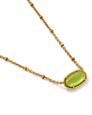 Design | Reversible: Chartreuse Green Mother of Pearl stone on one side, openwork animal-print pattern on the other
Stone | Chartreuse Green Mother of Pearl
Finish | Vintage Gold
Length | 16" chain with a 3" extender for an adjustable fit
Pendant | 0.67"L x 0.36"W
Style | Short pendant, perfect for layering or wearing solo