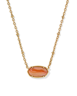 Design | Reversible: Orange Banded Agate stone on one side, openwork animal-print pattern on the other
Stone | Orange Banded Agate
Finish | Vintage Gold
Length | 16" chain with a 3" extender for an adjustable fit
Pendant | 0.67"L x 0.36"W
Style | Short pendant, perfect for layering or wearing solo
