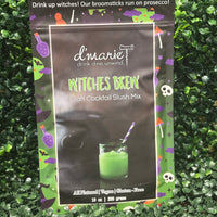 Halloween witches brew cocktail slush with prosecco, frozen party drink, spooky fall beverage