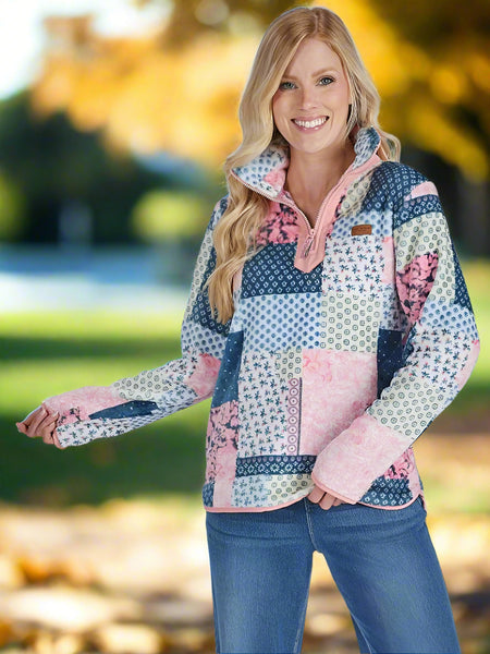 Y-Neck Zip Pullover - Quilted Pattern (QLTPTN)
