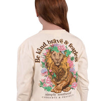 Be kind brave and fearless tee. Lion tracking tee. Youth tee. 