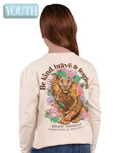 Be kind brave and fearless tee. Lion tracking tee. Youth tee. 