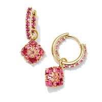 9608865913 Dira Crystal Huggie Earring Gold in Pink Mix