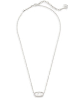 Elisa Short Pendant Necklace Silver in Mother of Pearl
