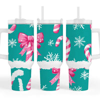 Preppy Teal & Pink Cany Canes 40oz Tumbler