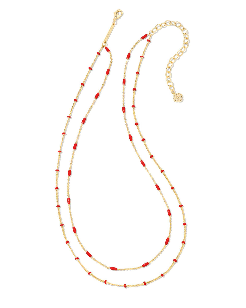 Dottie Gold Multi Strand Necklace in Red