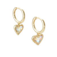 4217710122 Ari Heart Huggie Earrings Gold Dichroic Glass