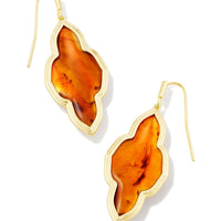 Framed Abbie Gold Drop Earrings in Marbled Amber Illusion