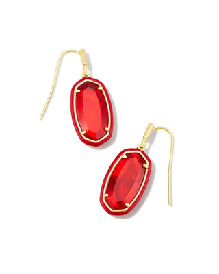 Dani Enamel Frame Drop Earring Gold in Red Illusion