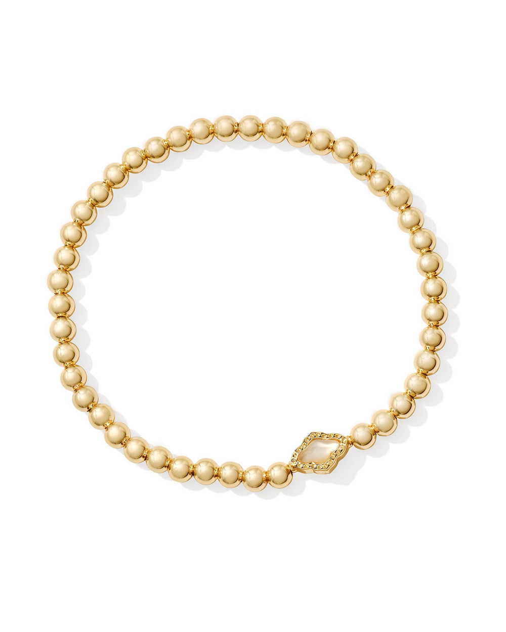 Abbie Gold Beaded Stretch Bracelet in Natural Mother of Pearl