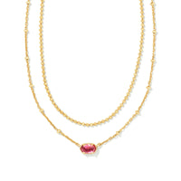 Emilie Gold Multi Strand Necklace in Burgundy Illusion