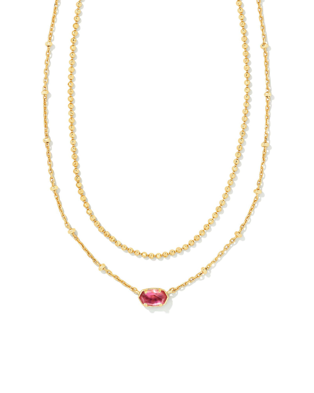 Emilie Gold Multi Strand Necklace in Burgundy Illusion