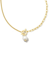 Leighton Convertible Gold Pearl Chain Necklace in White Pearl
