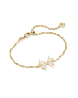 Blair Gold Bow Small Delicate Chain Bracelet in Iridescent Drusy
