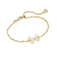 Blair Gold Bow Small Delicate Chain Bracelet in Iridescent Drusy