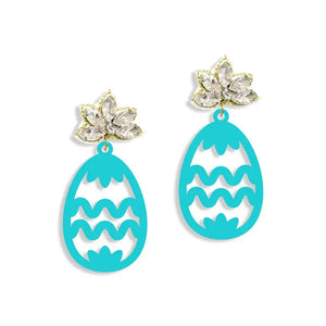 Easter Egg Acrylic Earrings - Aqua