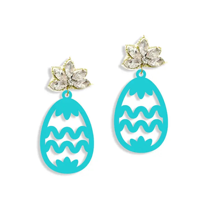 Easter Egg Acrylic Earrings - Aqua