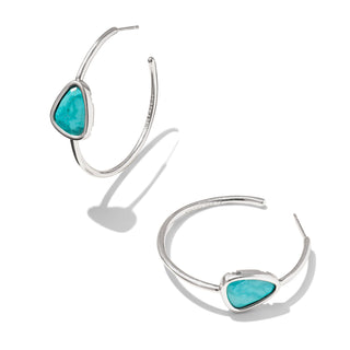 Margot Hoop Earrings Rhodium in Variegated Turquoise