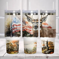 Deer with American Flag 40oz Tumbler