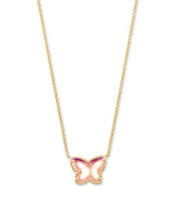 Lillia Butterfly Pendant Gold in Blush Dichroic Glass
