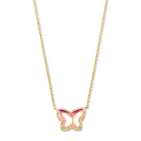 Lillia Butterfly Pendant Gold in Blush Dichroic Glass