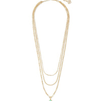 Elisa Triple Strand Necklace Gold in Matte Iridescent Mint