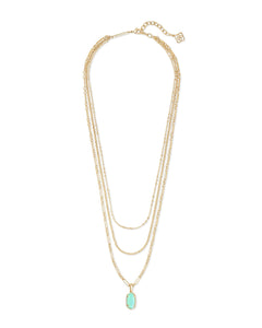Elisa Triple Strand Necklace Gold in Matte Iridescent Mint