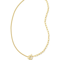 Leighton Convertible Gold Pearl Chain Necklace in White Pearl