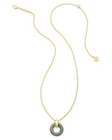 Mikki Pave Gold Pendant Necklace in Blue Green Ombre Mix
