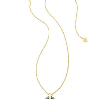 Mikki Pave Gold Pendant Necklace in Blue Green Ombre Mix