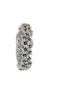 B5621-A221 Hydrangea Large Hinged Two Tone Bracelet