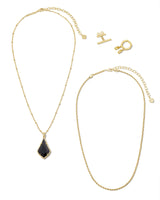 Faceted Alex Gold Convertible Necklace in Black
