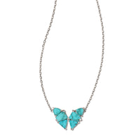 Blair Butterfly Small Pendant Necklace Rhodium in Variegated Turquoise