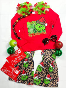 Merry Grinchmas Animal Print Toddler Outfit Set