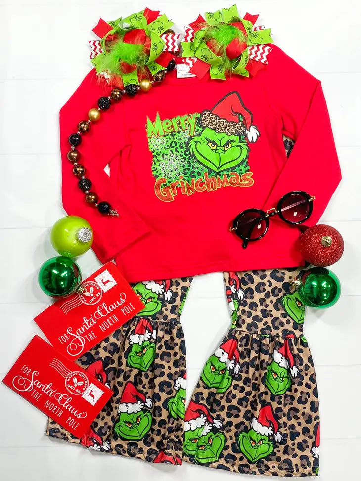 Merry Grinchmas Animal Print Toddler Outfit Set