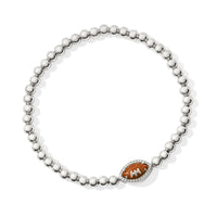 Football Rhodium Stretch Bracelet in Orange Goldstone